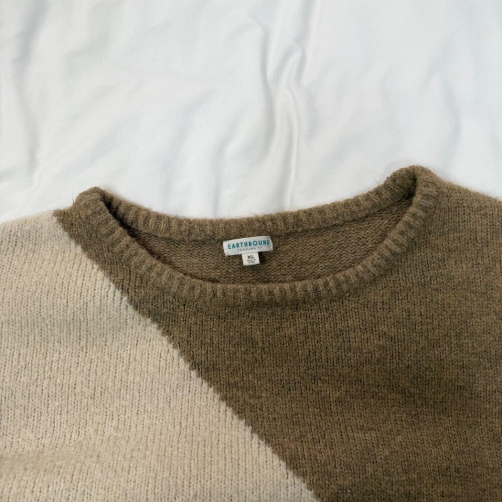 Earthbound Trading Co Oversized Colorblock Sweater XL | Boho Chunky Knit Boxy - Picture 9 of 11